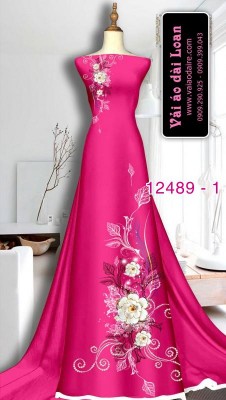 Vải áo dài hoa in 3D-DT12489