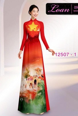 Vải áo dài cờ Việt Nam - chợ Bến Thành-DT12507