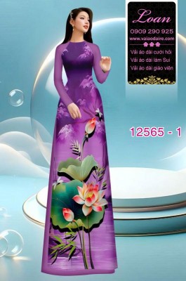 Vải áo dài hoa sen in 3D-DT 12565