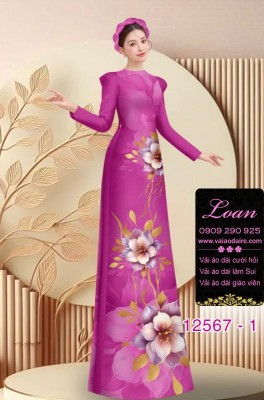 Vải áo dài hoa in 3D-DT 12567