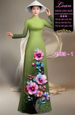 Vải áo dài hoa in 3D-DT 12569
