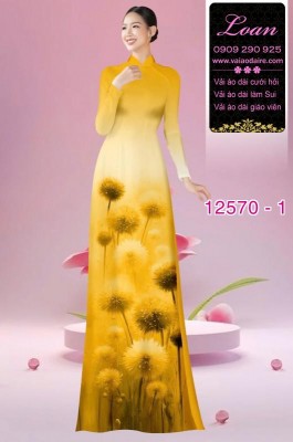 Vải áo dài hoa bồ công anh in 3D-DT 12570