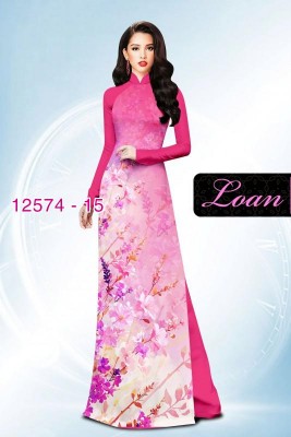 Vải áo dài hoa Oải Hương-DT 12574