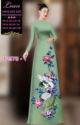 Vải áo dài chim hạc-DT 12575