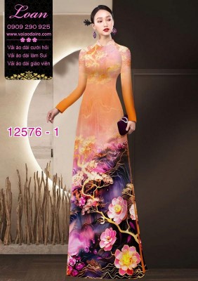 Vải áo dài hoa in 3D-DT 12576