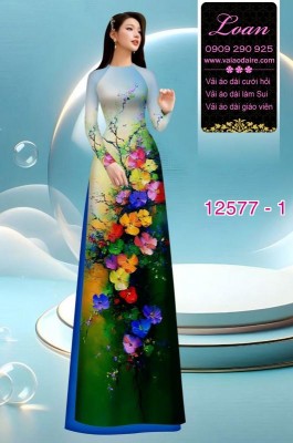 Vải áo dài hoa in 3D-DT 12577