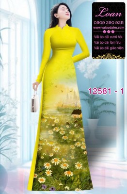 Vải áo dài hoa cúc họa mi-DT 12581