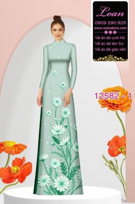 Vải áo dài hoa in 3D-DT 12582