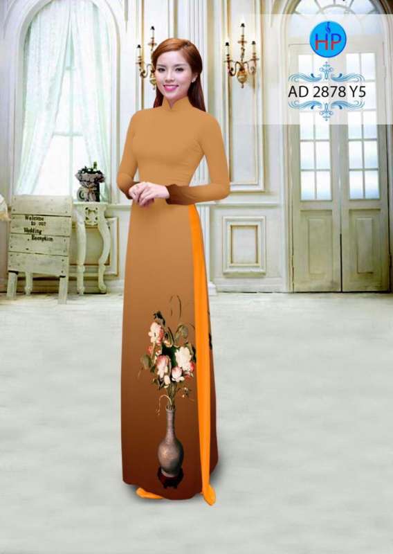 Vải áo dài họa tiết bình hoa Vải áo dài họa tiết bình hoa