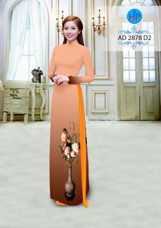 Vải áo dài họa tiết bình hoa Vải áo dài họa tiết bình hoa