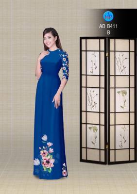 Vải áo dài hoa tà dưới-DT 2890