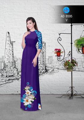 Vải áo dài hoa trên dưới-DT 2942