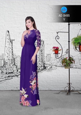 Vải áo dài hoa và chim-DT 3030