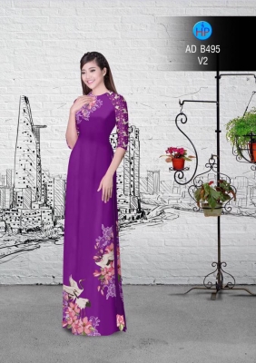 Vải áo dài hoa và chim-DT 3030