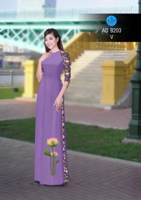 Vải áo dài hoa Sen-DT 3042