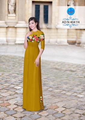 Vải áo dài hoa Hồng-DT 3179