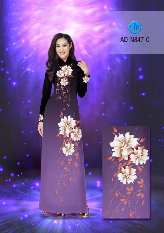 Vải áo dài hoa 3D