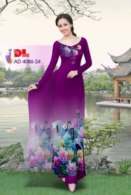 Vải áo dài hoa và chim-DT 3354