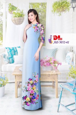 Vải áo dài hoa nhỏ trên dưới-DT 3430