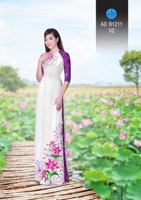 Vải áo dài hoa trên dưới-DT 3450