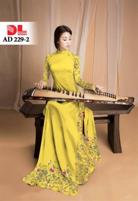 Vải áo dài trơn tay hoa-DT 3714