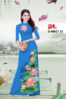 Vải áo dài phong cảnh hoa Sen-DT 3718