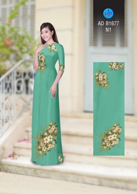 Vải áo dài hoa chùm trên dưới-DT 3738