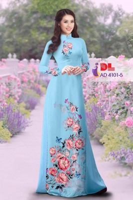 Vải áo dài hoa và bướm-DT 3766