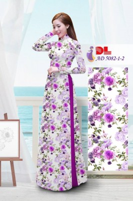 Vải áo dài hoa hồng toàn thân-DT 3767