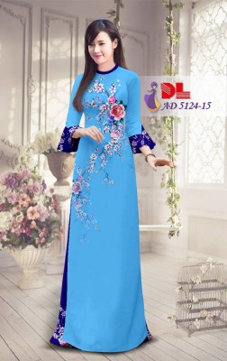 Vải áo dài cành hoa hồng-DT 3770