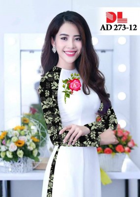 Vải áo dài hoa hồng-DT 3830