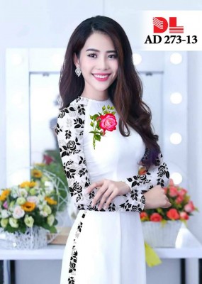 Vải áo dài hoa hồng-DT 3830