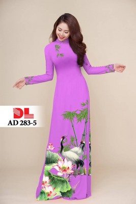 Vải áo dài hoa sen chim hạc-DT 3848