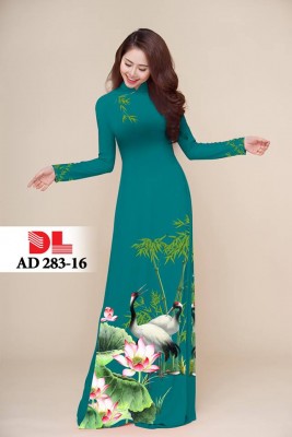 Vải áo dài hoa sen chim hạc-DT 3848