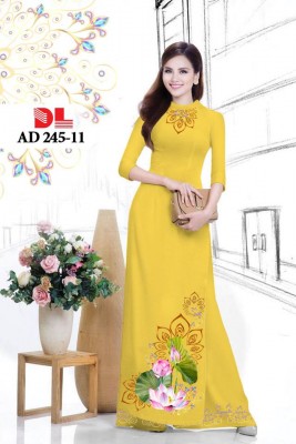 Vải áo dài hoa Sen đẹp-DT 3876