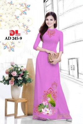 Vải áo dài hoa Sen đẹp-DT 3876