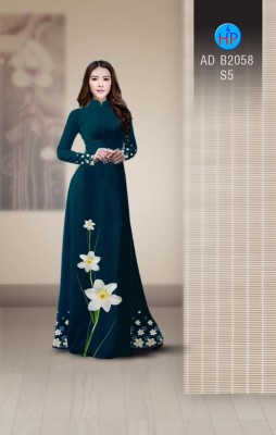 Vải áo dài hoa trắng-DT 3999