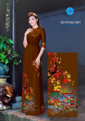 Vải áo dài phong cảnh Tết-DT 4162