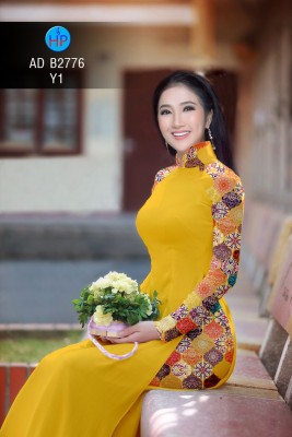 Vải áo dài trơn phối tay hoa-DT 4693