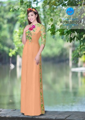 Vải áo dài hoa Hồng-DT 4840