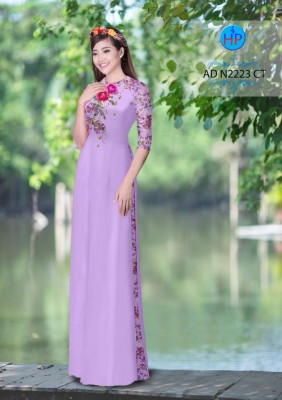 Vải áo dài hoa Hồng-DT 4840